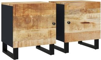 vidaXL Mesitas De Noche 2 Uds Madera Maciza De Mango 40x33x46 Cm Vidaxl