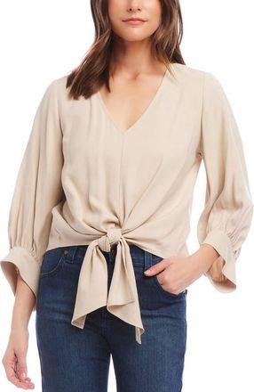 Karen Kane Tie Front Top in Ecru at Nordstrom, Size X-Large