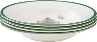 Spode Set Of 4 Christmas Tree 9In Soup Plates