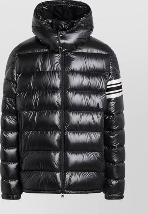 Moncler nylon zip jacket with hood and stripes