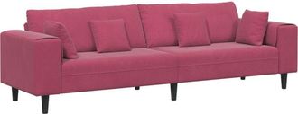 vidaXL Sofá de terciopelo con cojín Rojo vino 208 cm Terciopelo vidaXL