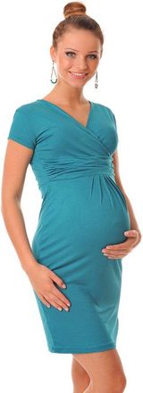 Purpless Maternity Classic V-Neck Short Pregnancy Woman Dress 8415 (8, Dark Turquoise)