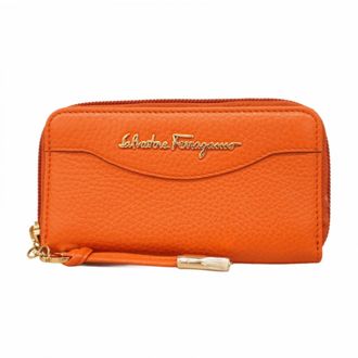 Ferragamo Orange Leather Coin Purse/Coin Case (Pre-Owned)