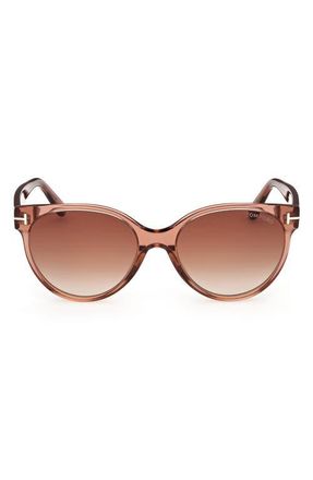 Tom Ford Tallulah 56mm Gradient Round Sunglasses in Terracotta /Brown Lens at Nordstrom
