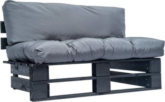 vidaXL Sof&aacute; De Palets De Jard&iacute;n Con Cojines Grises Madera De Pino Vidaxl