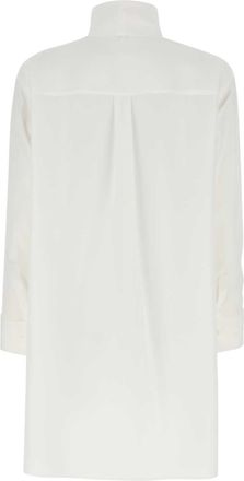 Loewe Womens Crepe Oversize Blouse White Silk Sweater