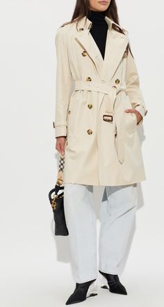 Burberry Trench Coat Kensington, Womens, Cream