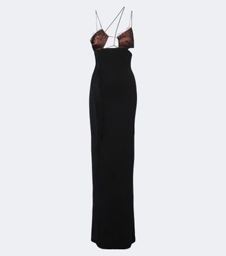 Nensi Dojaka Vestido largo con aberturas y encaje