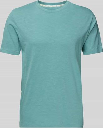 Colours & Sons Regular Fit T-Shirt aus Baumwoll-Leinen-Mix in Tuerkis, Größe XL