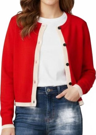 Olivia Dar Gwendy Button Down Cardigan In Red