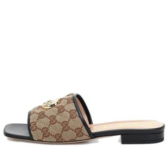 Gucci (WMNS) Gucci Double g Canvas Slippers Ebony 619893-KQWM0-9765