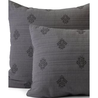 Lands End Embroidered Matelasse Pillow Sham in Ultimate Gray Medallion Floral at Nordstrom, Size Standard