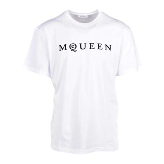 Alexander McQueen Tops, Heren, Wit, M, Katoen, T-shirt