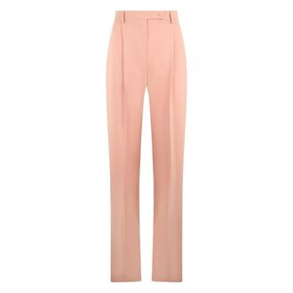 Alberta Ferretti Klassieke Broek met Hoge Taille - Dames - Broeken - Roze - XS - Wol - Broeken
