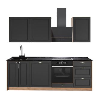 Vicco Cucina Componibile Fame-line, Oro-antracite Rustico/rovere Dorato, 230 Cm Senza Piano Di Lavoro, Vicco