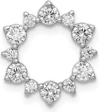 Diamond2Deal 14K White Gold Lab Grown Diamond Fancy Circle Chain Slide Pendant (0.61ct, VS, G-H)