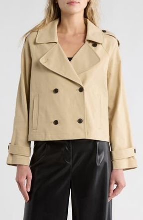 Nordstrom Double Breasted Crop Trench in Tan Travertine at Nordstrom Rack, Size Xx-Large