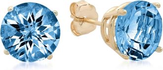 MAX + STONE 10K Yellow Gold 8MM Round Checkerboard Cut Stud Earrings