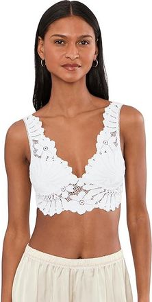 Free People Petal Party Plunge Bralette Womens Bra Clean Ivory : LG (Womens 12-14), Elastane/Nylon