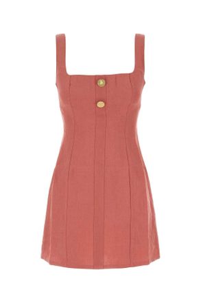 Le Kasha Dark Pink Linen Mini Dress