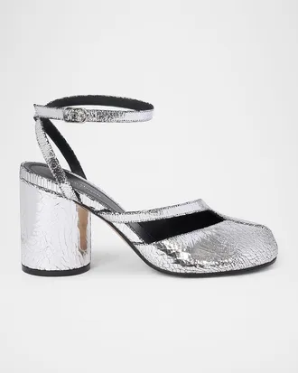 Maison Margiela Tabi Broken Mirror Leather Split-Toe Pumps