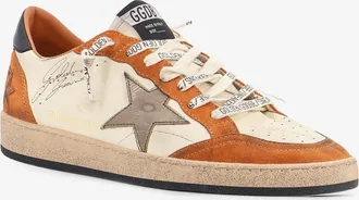Golden Goose Mens Sneakers Ballstar Orange Suede Leather Trainers