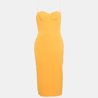 Alex Perry Orange Stretch Crepe Lee Midi Dress