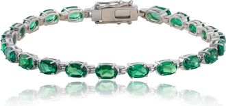 MAX + STONE 925 Sterling Silver 6x4mm Oval Cut Gemstone Tennis Birthstones Bracelet