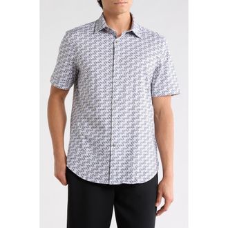 Bugatchi Short Sleeve Woven T-Shirt in Zinc at Nordstrom Rack, Size Xxx-Large