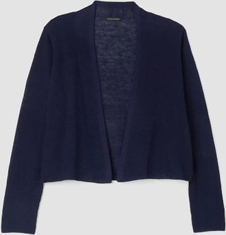 Eileen Fisher Organic Linen Cotton Cropped Cardigan In Black