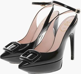 Roger Vivier Patent Platform Slingbacks CHOC BUCKLE 13cm size 38
