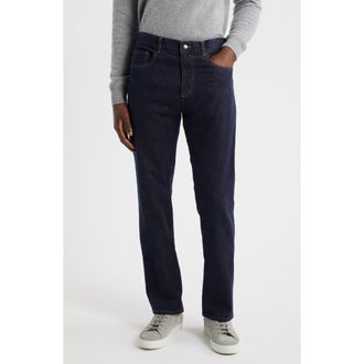 Canali Regular Fit Stretch Cotton & Wool Jeans in Dark Blue at Nordstrom Rack, Size 58