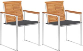 vidaXL Vidaxl - Sillas De Jard&iacute;n Con Cojines 2 Uds Madera Maciza Acacia Y Acero