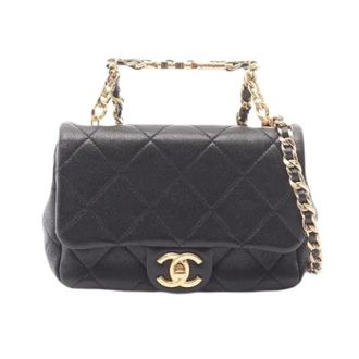 Chanel Pre-owned Mini Matelasse Top Handle Lamsleer 2way Schoudertas - Dames - Vintage Mini Tas - Zwart - ONE Size - Leer - Vintage
