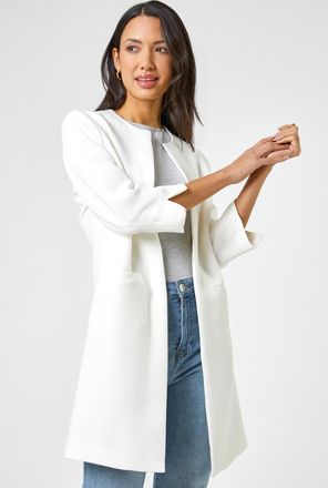 Roman 3/4 Sleeve Textured Longline Jacket