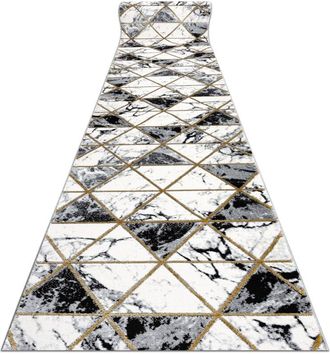 RugsX Passatoia emerald esclusivo 1020 glamour, elegante Marmo, triangoli nero / oro 120 cm black 120x320 cm