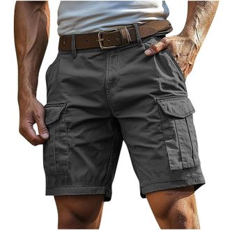 Generic Cargo Shorts for Men UK Summer Elastic Waist Bermuda Hiking Work Mens Shorts with Zip Pockets Casual Knee Length Bermuda Outdoor Lightweight Jogger Gy