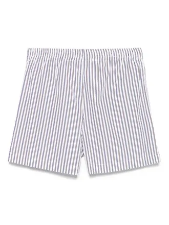 The Attico Striped Cotton Shorts - White