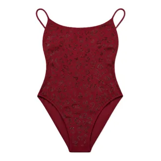 MC2 Saint Barth One-piece, female, Red, Size: XS Cecille One Piece Round Neck Swimsuit With Straps