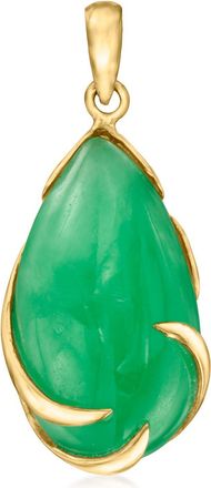 Ross-Simons Jade Pendant in 14kt Yellow Gold
