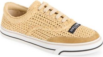 Dolce & Gabbana Raffia Lace-Up Sneaker in Crema/naturale at Nordstrom, Size 41
