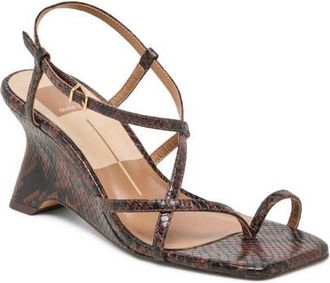 Dolce Vita Aylee Slingback Wedge Sandal in Java Embossed Leather at Nordstrom, Size 9.5