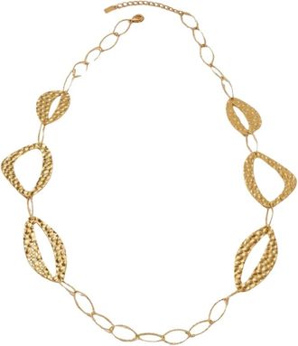 Dansk Copenhagen Ragna Waterproof 18K Gold Plated Long Statement Necklace - Hammered Stainless Steel - Dames - Kettingen - Geel - ONE Size - Accessoires