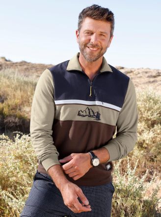 Catamaran Sweatshirt CATAMARAN, Herren, Gr. 44/46, moos, 100% Polyester, mehrfarbig, unifarben, Sweatshirts Sweatshirt