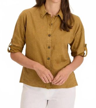 Xcvi Carrie Button Up Top In Distress Wash Copper