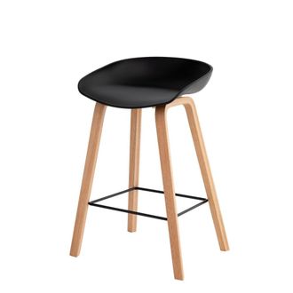 Koketto Home Taburete bajo de polipropileno con patas de roble negro