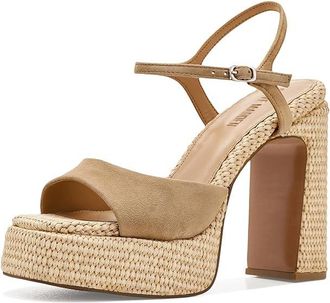 Steve Madden Liandra Womens Sandals Tan Suede Raffia : 6.5 M, Leather/Suede