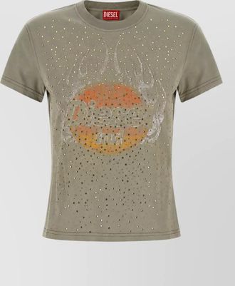 Diesel cotton crystal-embellished graphic-print t-shirt
