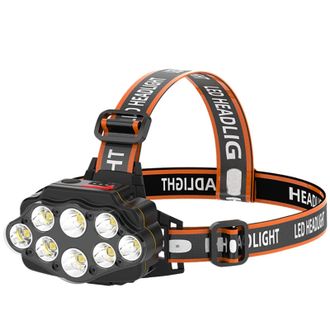 OEM Linterna Frontal Ultrabrillante - 8 Led - 8 Modos - Con Luz De Advertencia Roja - Recargable - Resistente Al Agua - Ideal Para El Trabajo, Actividades