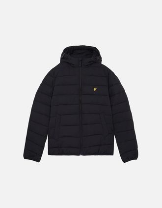 Lyle & Scott Mens Lyle & Scott Branded Dark Navy Hooded Puffer Jacket - Black - Size: 40/Regular
